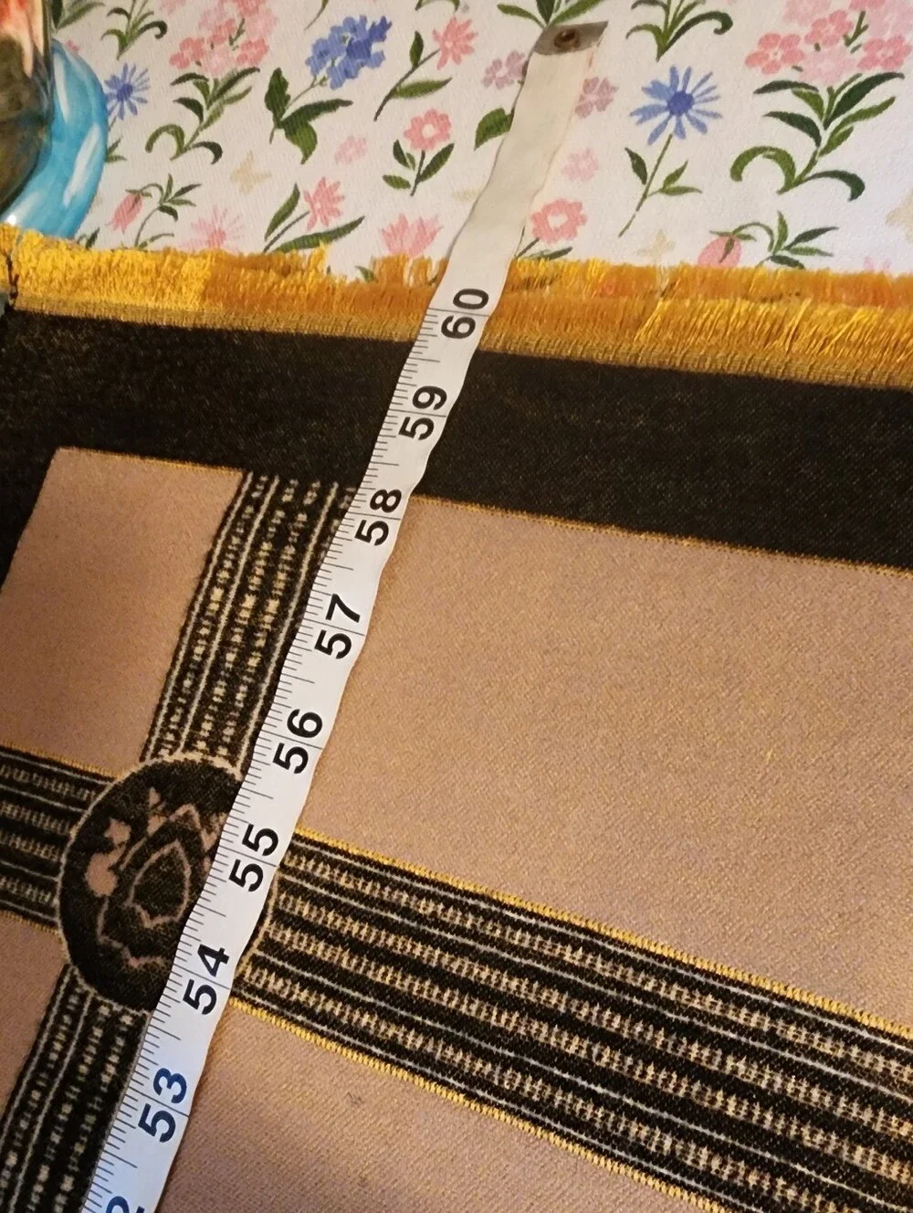Cream and Dark Green Woven Decorative Throw